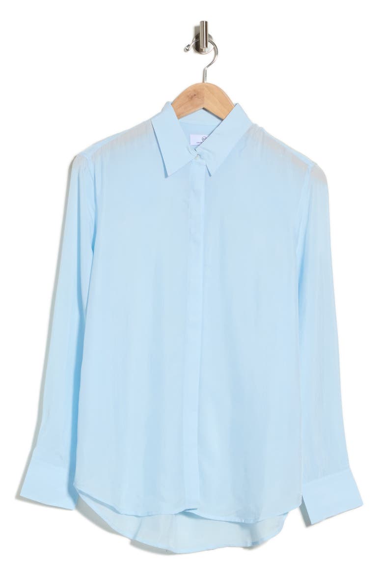 Shiela Button-Up Cupro Shirt, Main, color, BLUE CLOUD