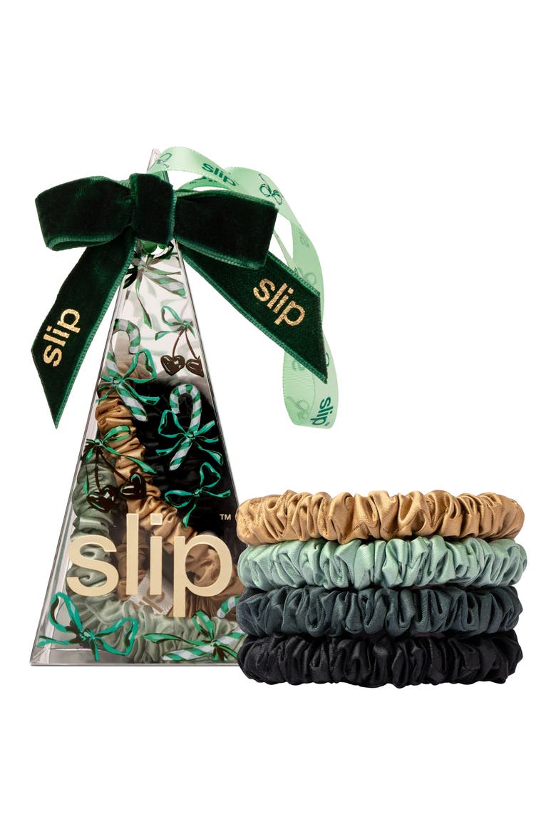 Pure Silk 4-Pack Skinny Scrunchie Ornament $34 Value, Main, color, SWEETIE PIE