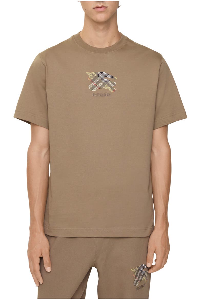 Knight Check Cotton T-shirt, Main, color, Clay brown