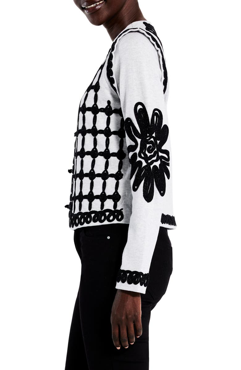 NIC+ZOE Romantic Soutache Knit Jacket, Alternate, color, 
