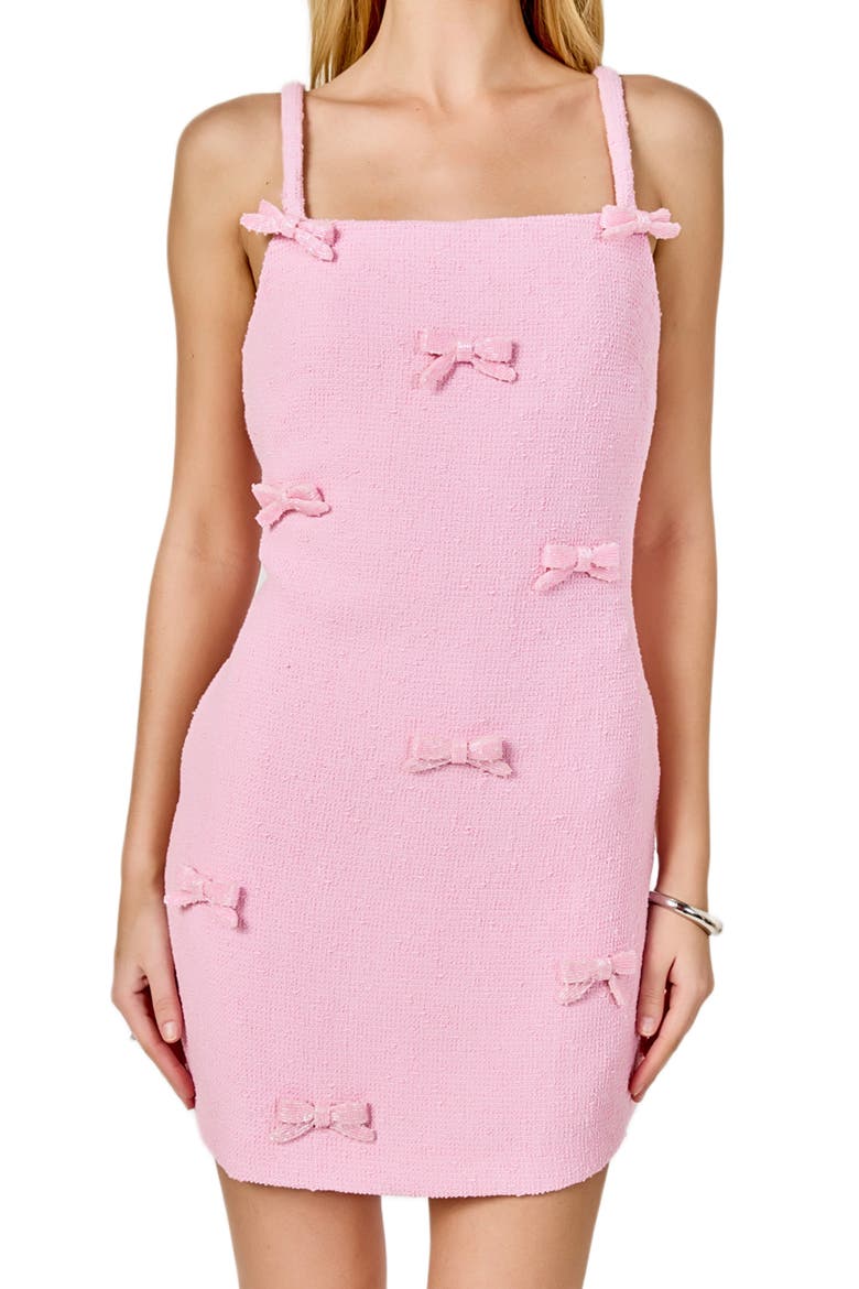 Bow Embellished Minidress, Alternate, color, PINK