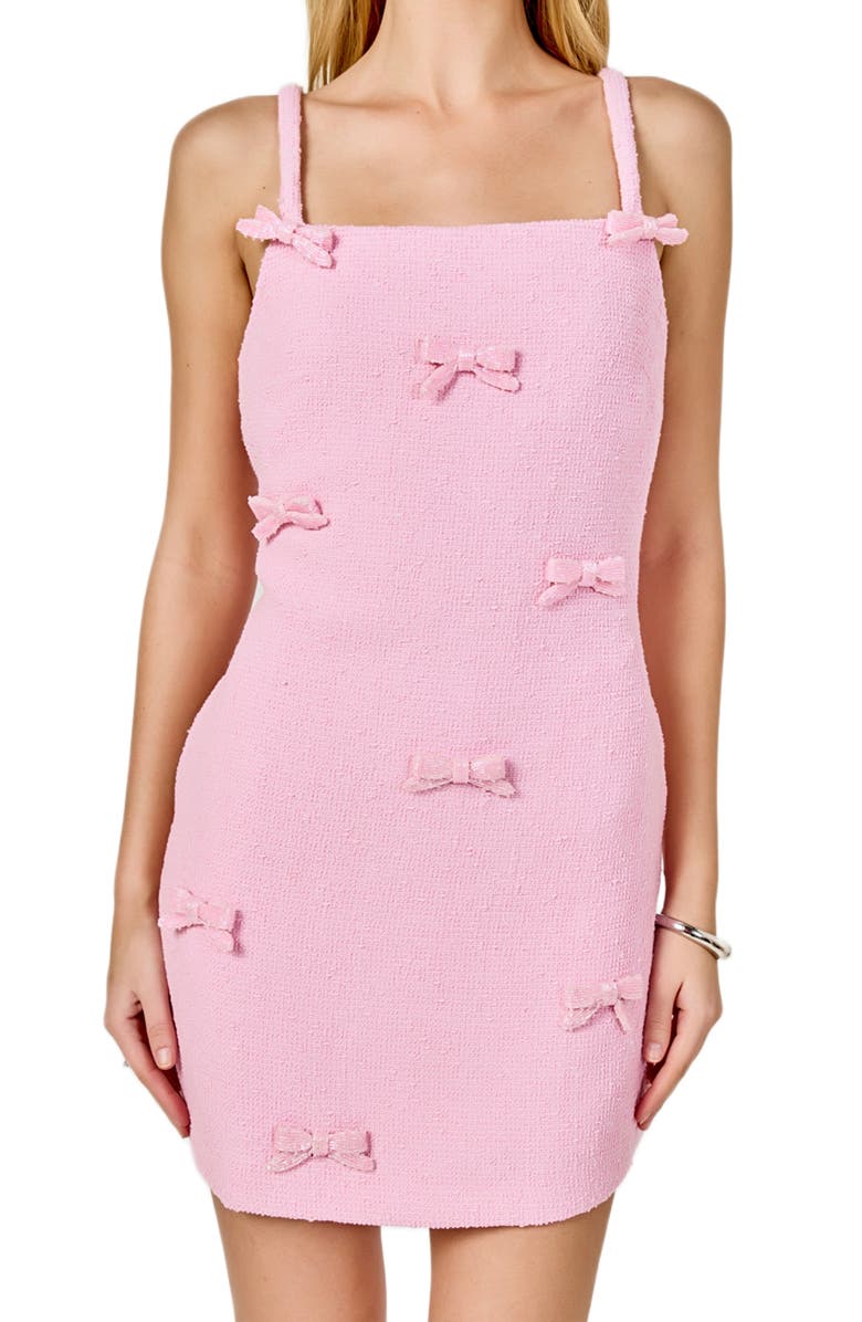 Endless Rose Bow Embellished Minidress, Alternate, color, Pink