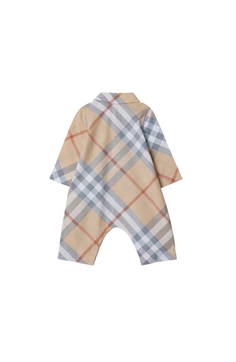 Burberry Check Cotton Jumpsuit, Alternate, color, Pale Stone
