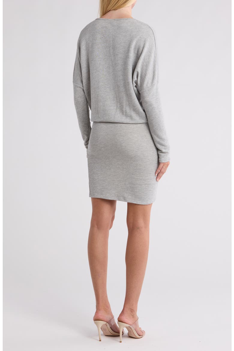 V-Neck Long Sleeve Blouson Dress, Alternate, color, HEATHER GREY