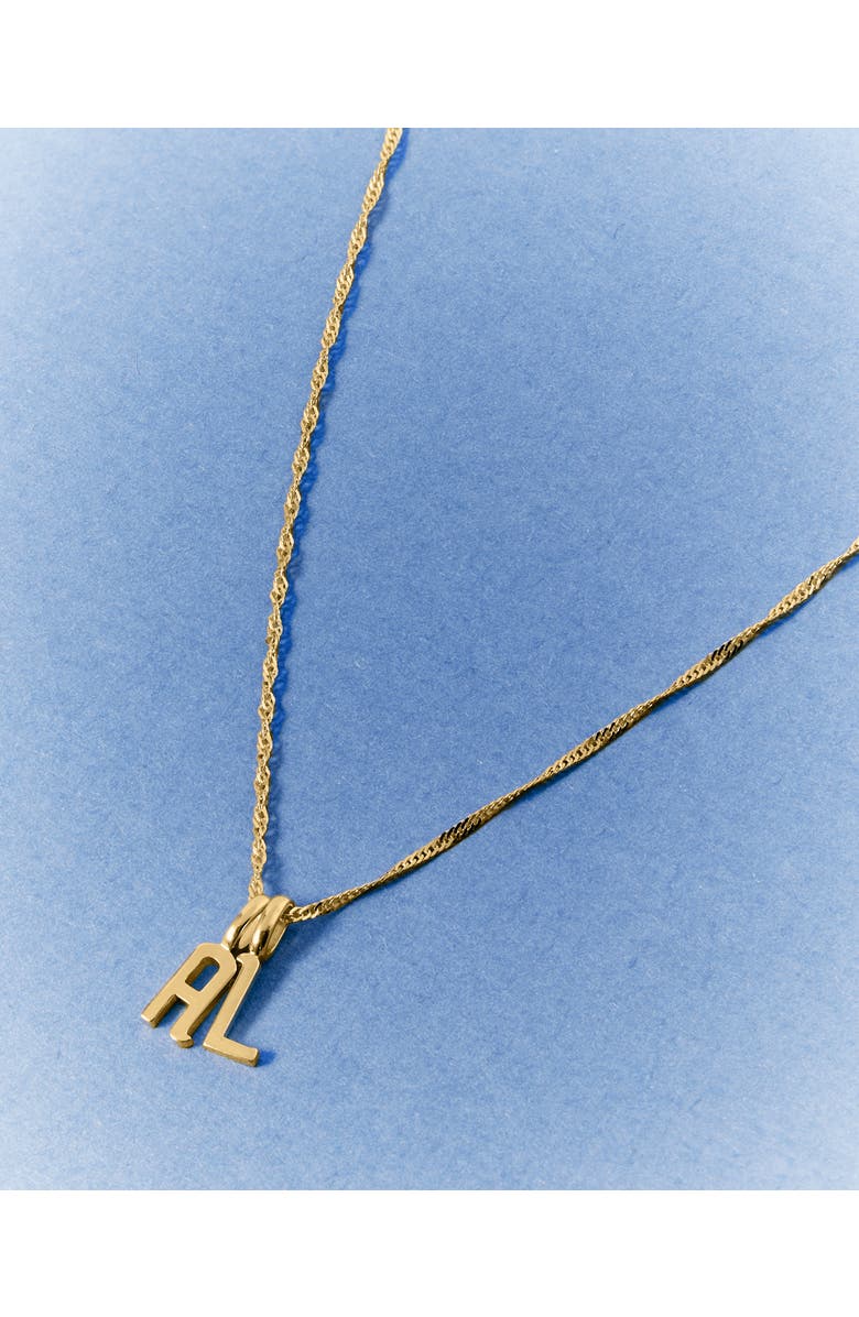 Edge of Ember Solid Gold Initial Necklace, Alternate, color, S