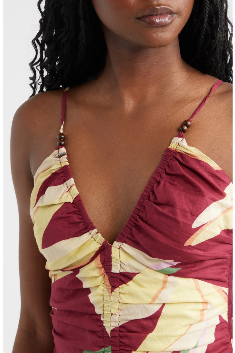 Palm Floral Print A-Line Maxi Sundress, Alternate, color, RED PALMA