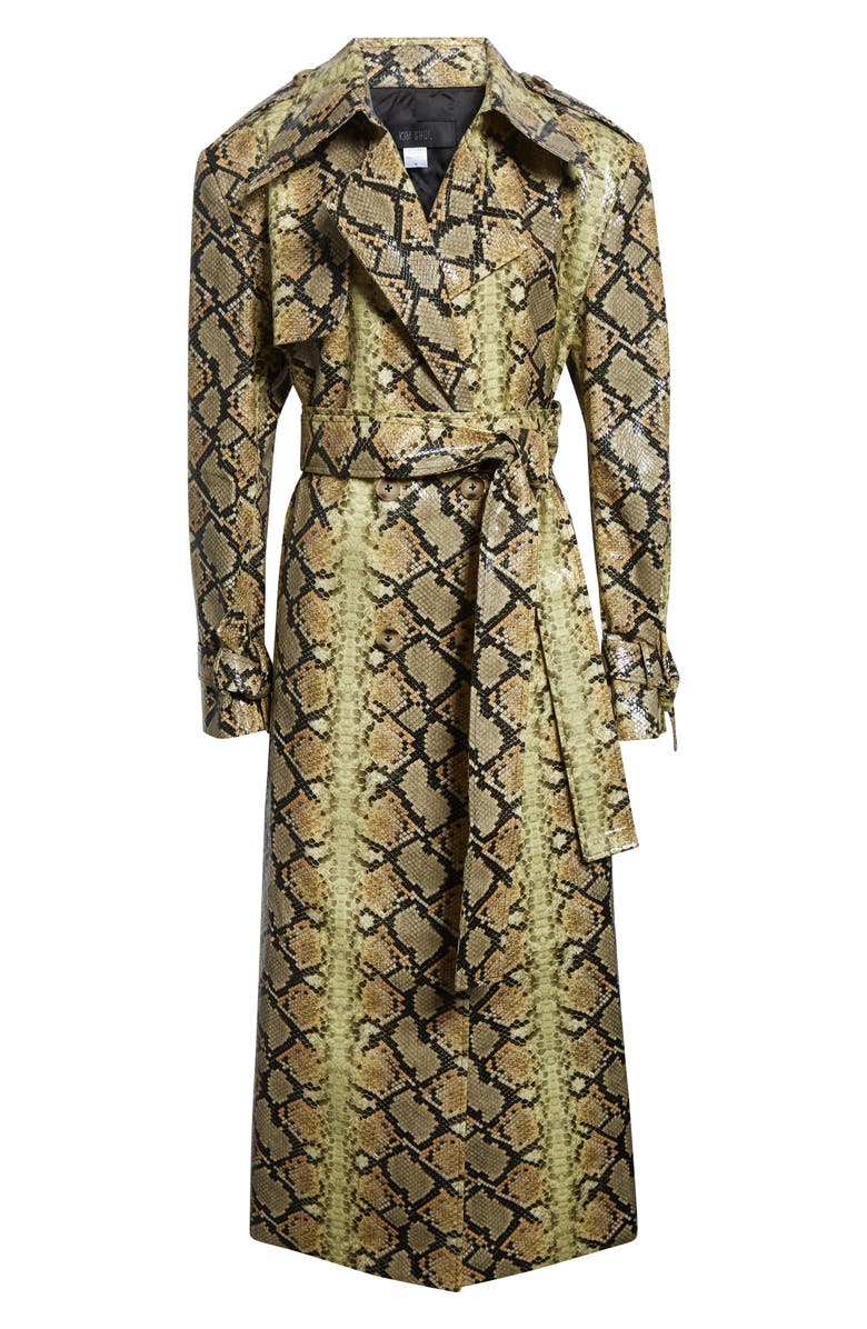 KIM SHUI Snakeskin Embossed Faux Leather Trench Coat, Main, color, Snakeskin