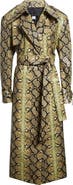 KIM SHUI Snakeskin Embossed Faux Leather Trench Coat