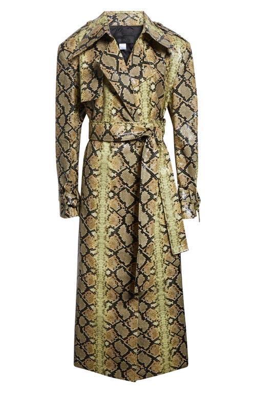 Kim Shui Snakeskin Embossed Faux Leather Trench Coat In Animal Print