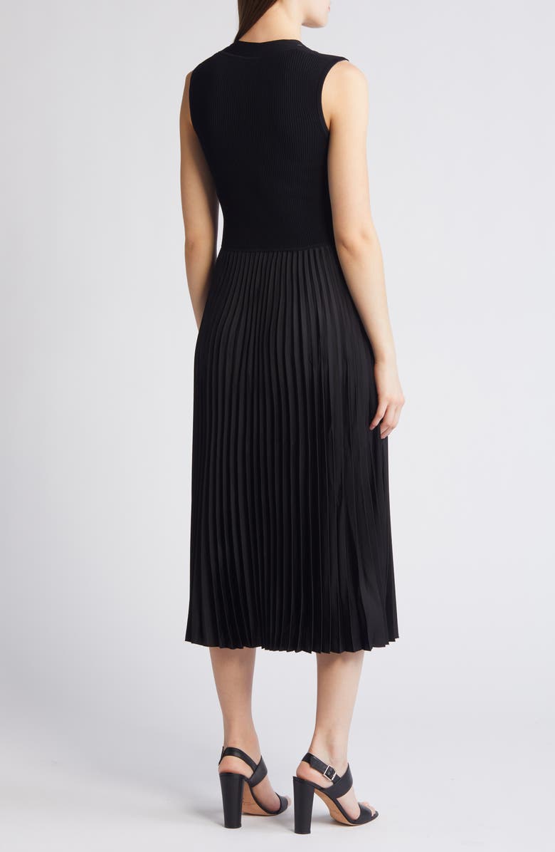 BOSS Farara Mixed Media Sleeveless Pleated Dress, Alternate, color,