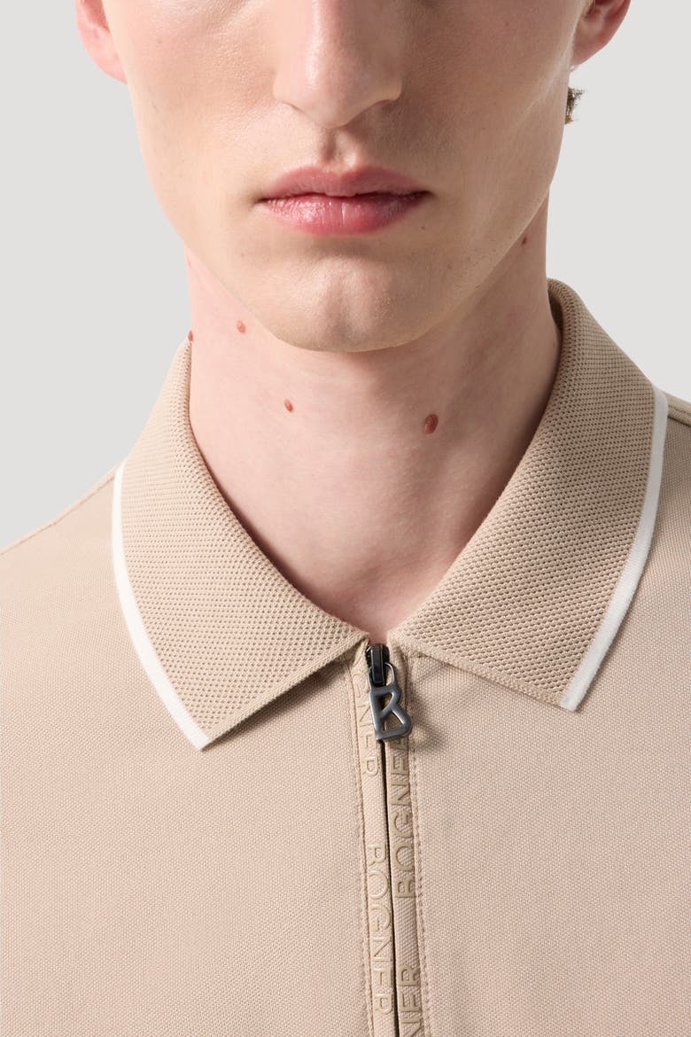 Timo Zip Polo Shirt, Alternate, color, Beige