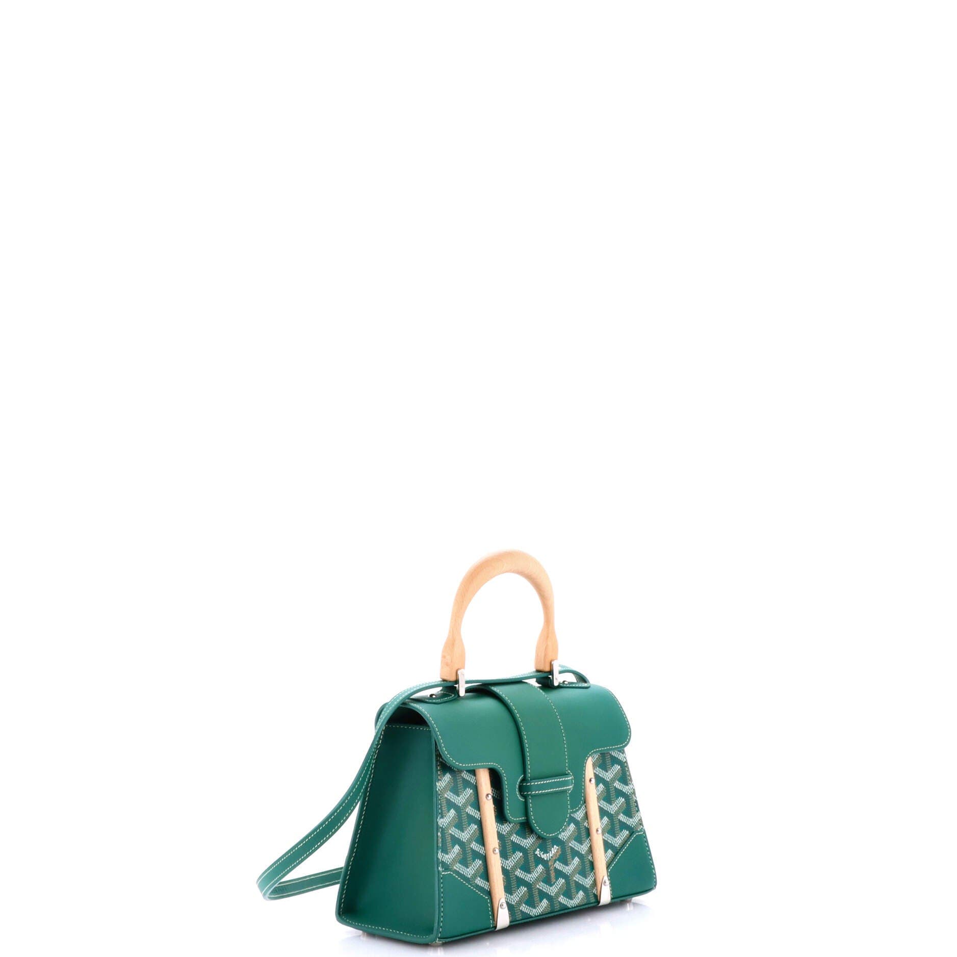 Structured Saigon Top Handle Bag Coated Canvas with Leather Mini, Alternate, color, Green