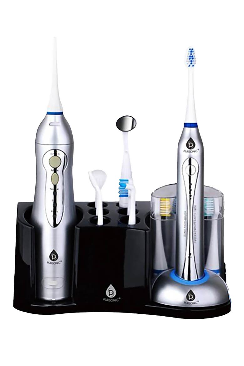 Rechargeable Electric Toothbrush & Rechargeable Water Flosser, Alternate, color, SILVER