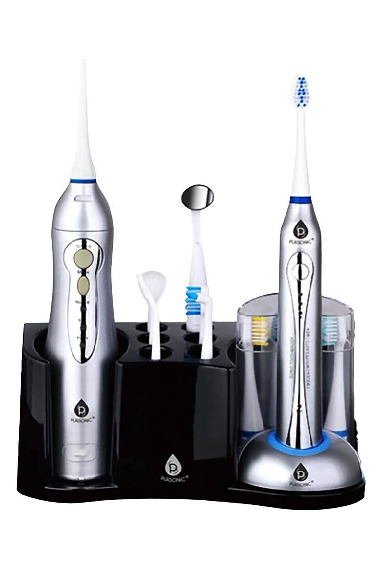 PURSONIC Rechargeable Electric Toothbrush & Rechargeable Water Flosser, Alternate, color, Silver