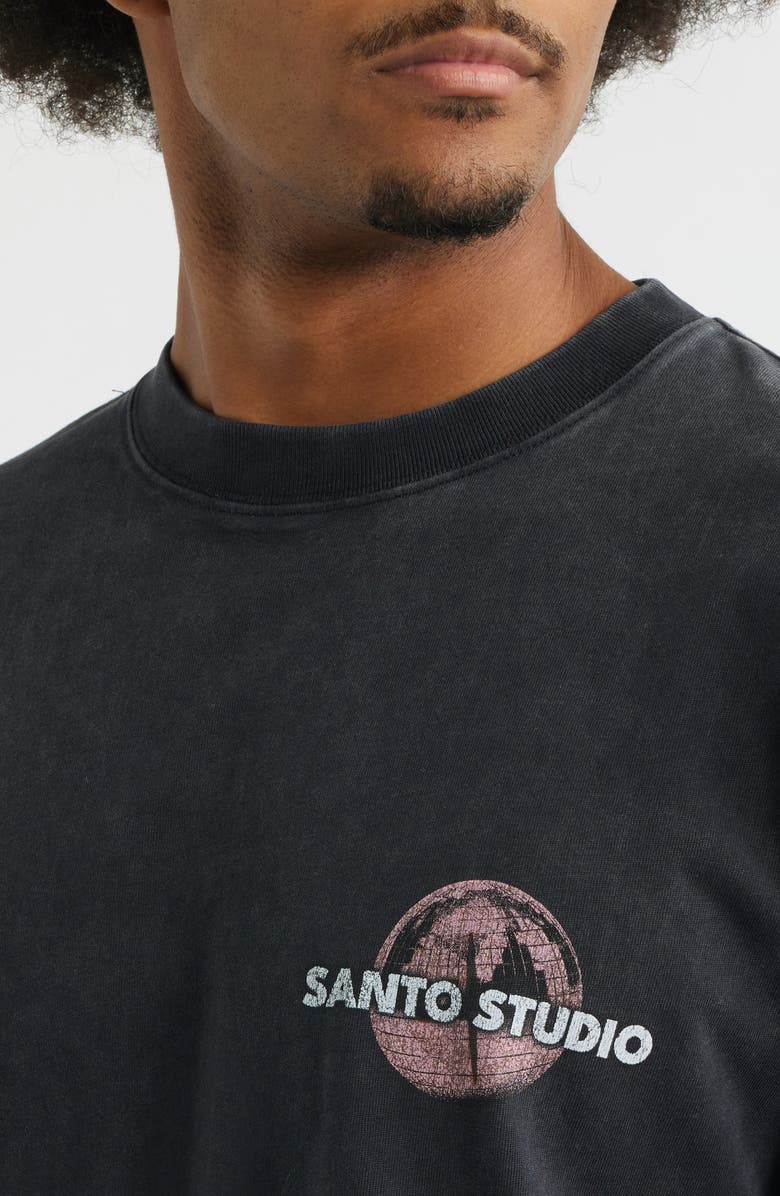 SANTO STUDIO Disco Ball Typeface Cotton Graphic T-Shirt, Alternate, color, Black Fade