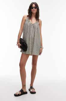 Topshop Stripe Trapeze Halter Minidress
