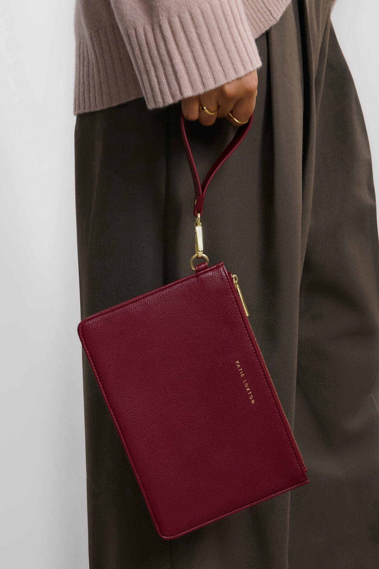 Katie Loxton Alba Wristlet Pouch in Cherry, Alternate, color, Cherry