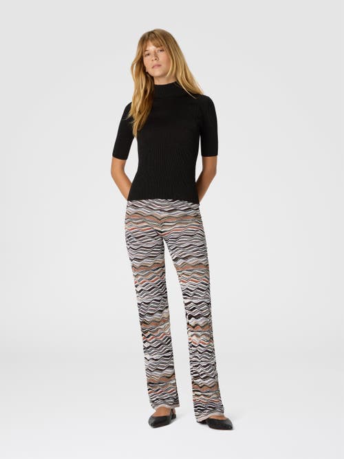 Missoni Womens Beige And Brown Tones Graphic-pattern Flared Knit Trousers In Multi