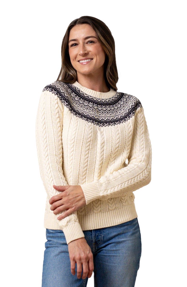 Hope & Henry Women's Organic Fair Isle Cable Sweater, Main, color, 