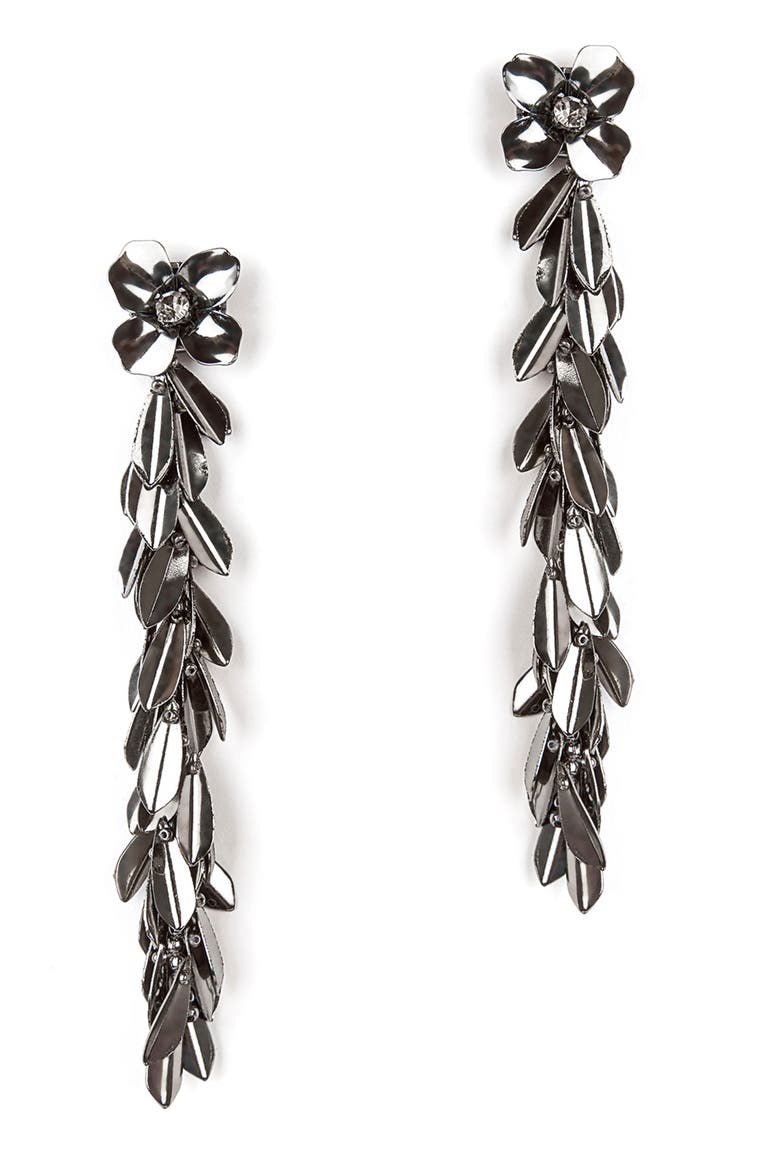 Demeter Floral Drop Earrings, Main, color, GUNMETAL