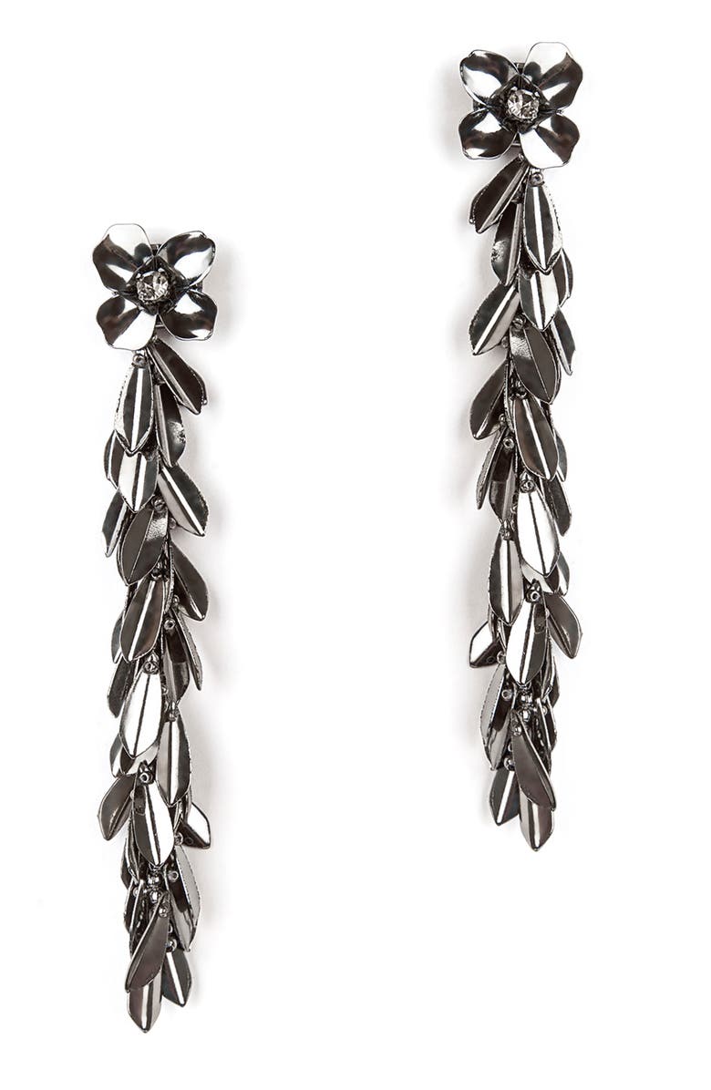 Deepa Gurnani Demeter Floral Drop Earrings, Main, color, Gunmetal