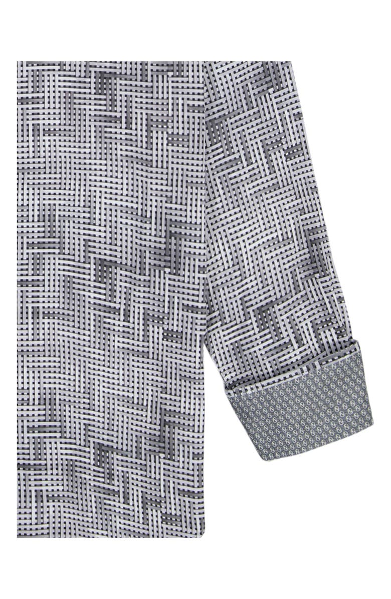 Robert Graham Berkley Geo Pattern Stretch Cotton Button-Up Shirt, Alternate, color, Light Grey