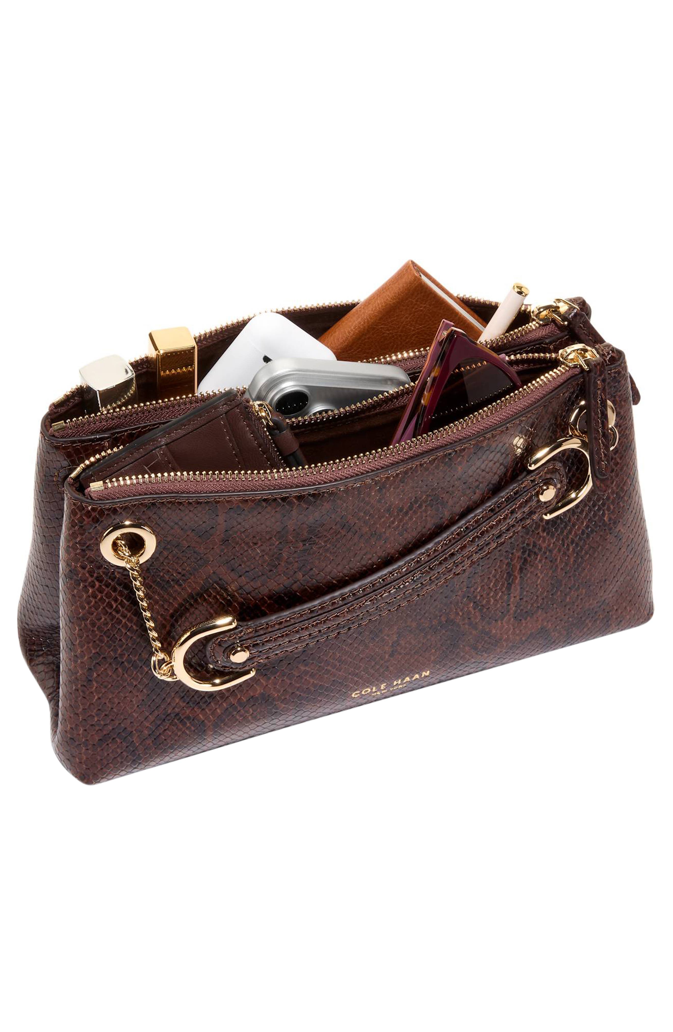 Vivianne Leather Crossbody Bag, Alternate, color, HICKORY SNAKE PRINT