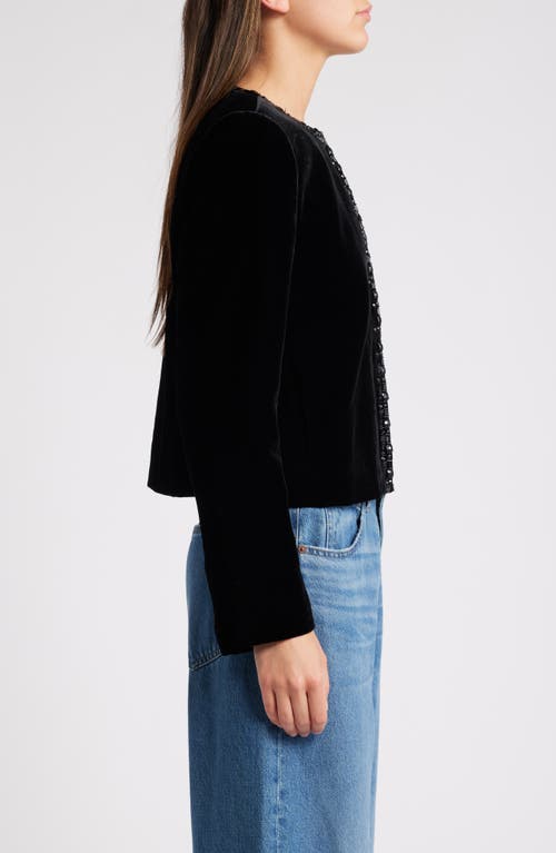 Frame Embellished Velvet Jacket In Black