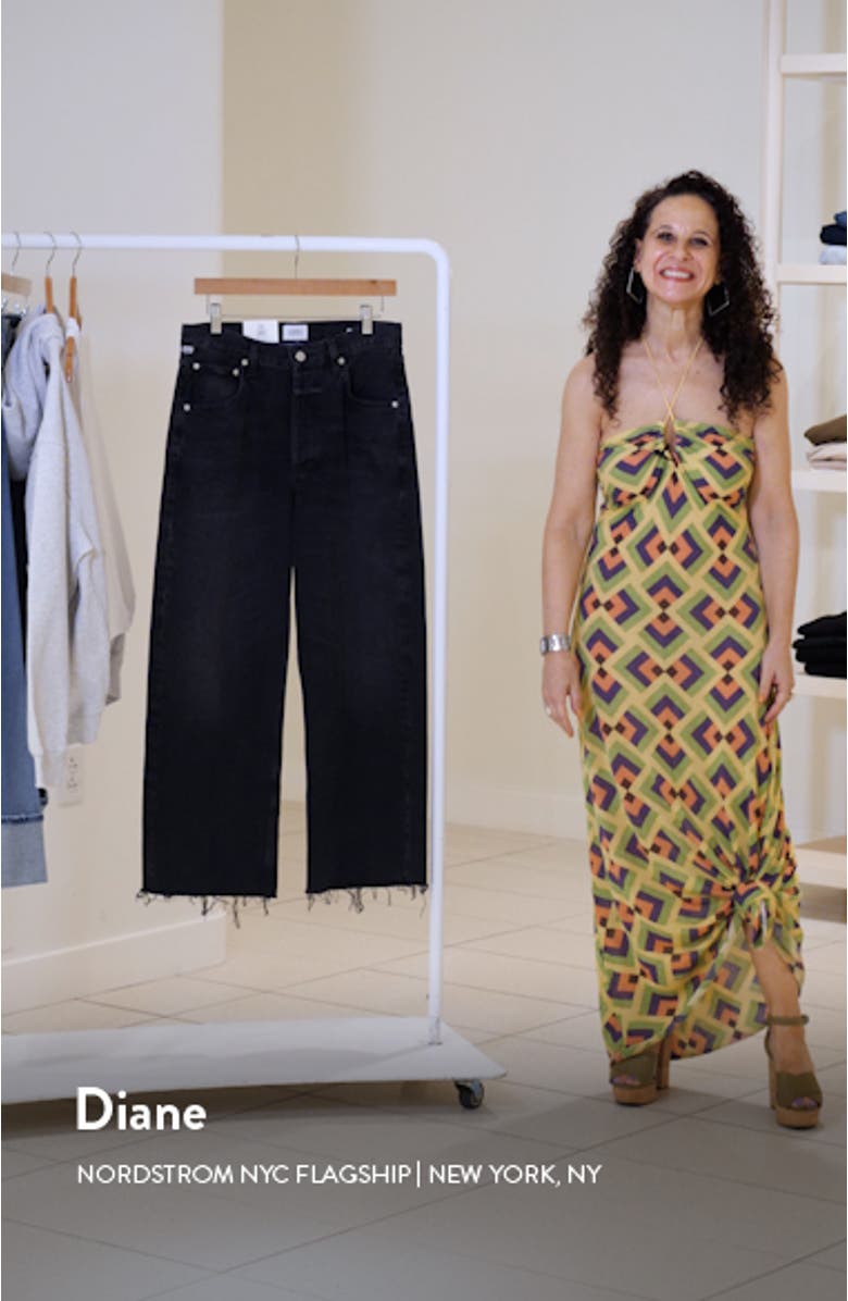 Ayla Raw Hem High Waist Baggy Ankle Wide Leg Jeans, sales video thumbnail