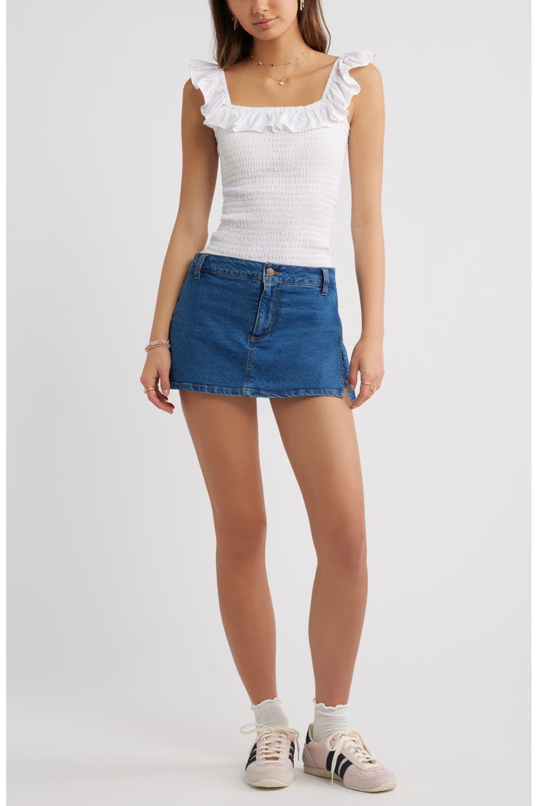 Side Slit Denim Skort, Alternate, color, MEDIUM WASH