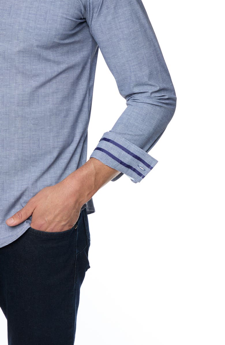 Robert Graham Renley Tailored Fit Solid Button-Up Shirt, Alternate, color, Navy