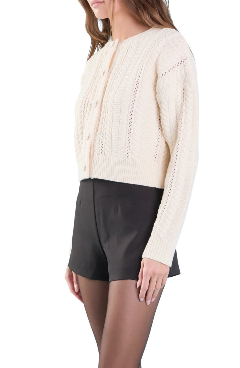 Endless Rose Cable Stitch Cardigan, Alternate, color, Cream