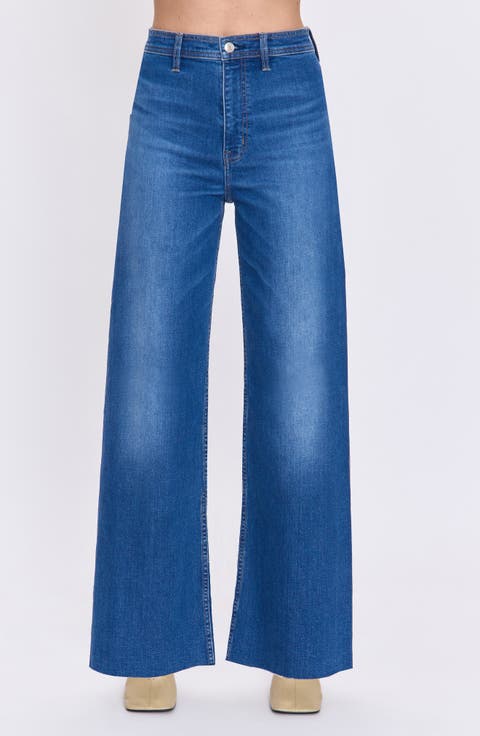 Penny Wide Leg Raw Hem Jeans (Rooftop)
