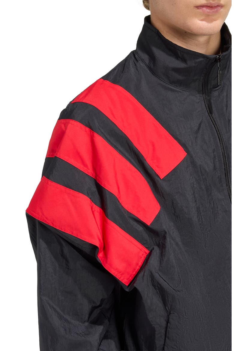 Arch Oversize Nylon Track Jacket, Alternate, color, BLACK/ BETTER SCARLET