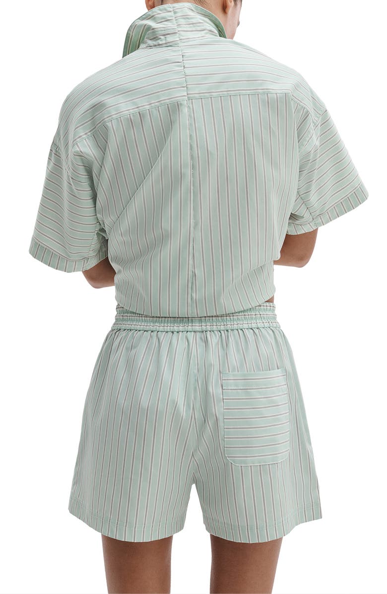 rag & bone Marvin Stripe Cotton Drawstring Shorts, Alternate, color, Green Stripe