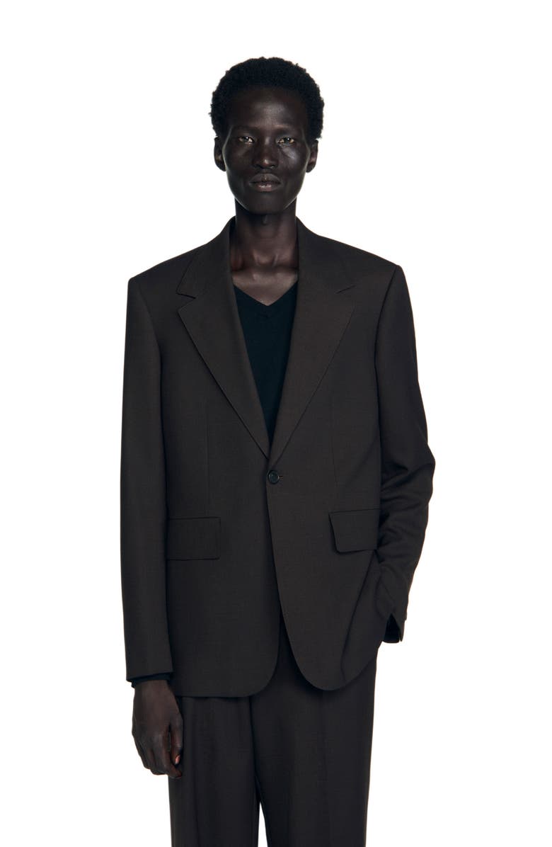 SANDRO Wool suit jacket, Alternate, color, Chocolate