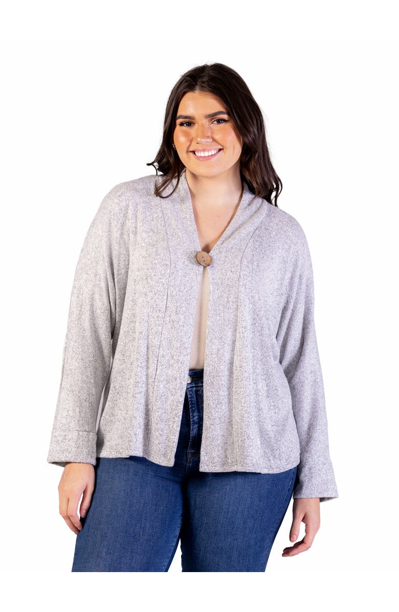 24seven Comfort Apparel Single Button Front Long Sleeve Cardigan, Main, color, Grey