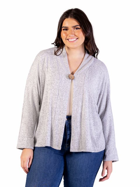 Single Button Front Long Sleeve Cardigan