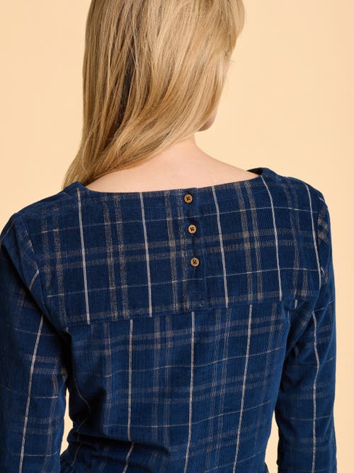 Brakeburn Lilliput 3/4 Sleeve Boat Neck Midi Dress In Blue