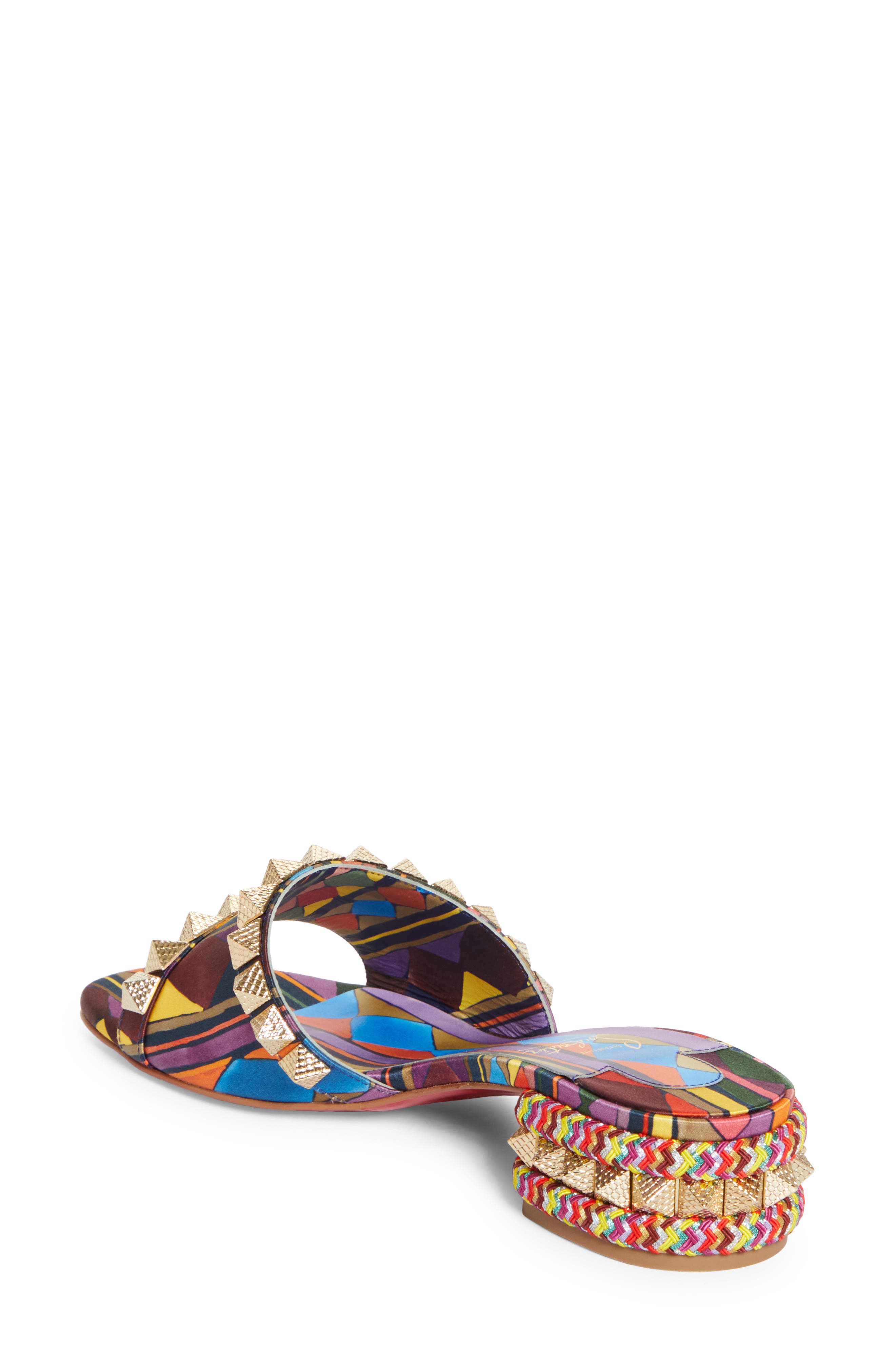 Christian Louboutin Pyramule Slide Sandal, Alternate, color, Rainbow Multi/ Gold