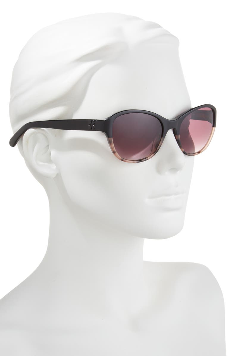 Kate Spade New York 56mm round sunglasses, Alternate, color, Black Shaded Havana