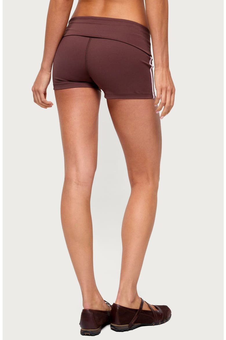 Ambar Contrast Stripe Foldover Shorts, Alternate, color, BROWN