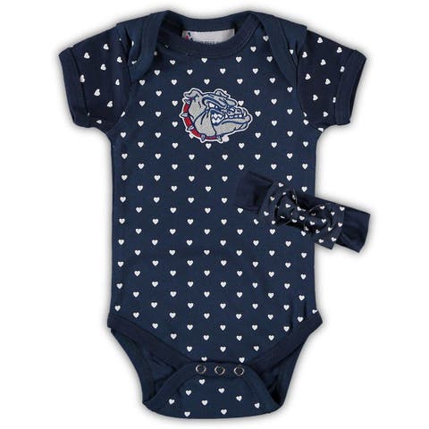 Girls Newborn & Infant Navy Gonzaga Bulldogs Hearts Bodysuit & Headband Set
