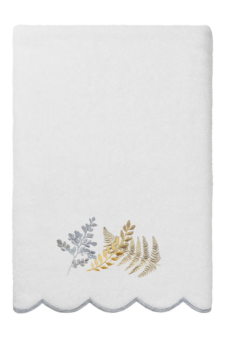 3-Piece Fern Toss Embroidered Turkish Cotton Towel Set, Alternate, color, WHITE/ GRAY