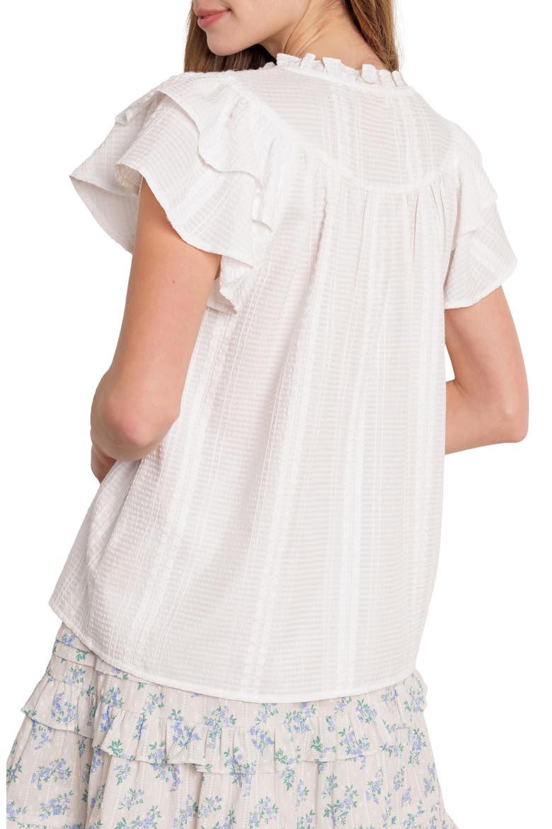Flutter Sleeve Woven Top, Alternate, color, OFF WHITE