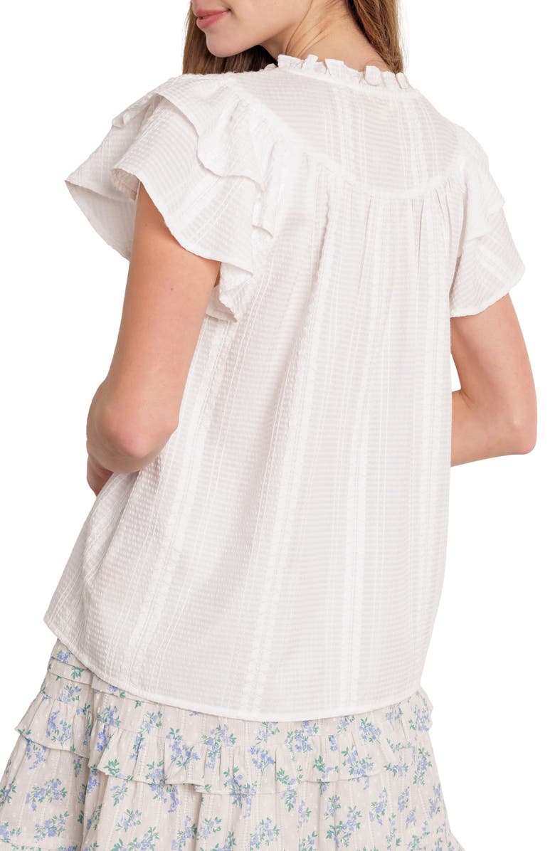 FLYING TOMATO Flutter Sleeve Woven Top, Alternate, color, Off White