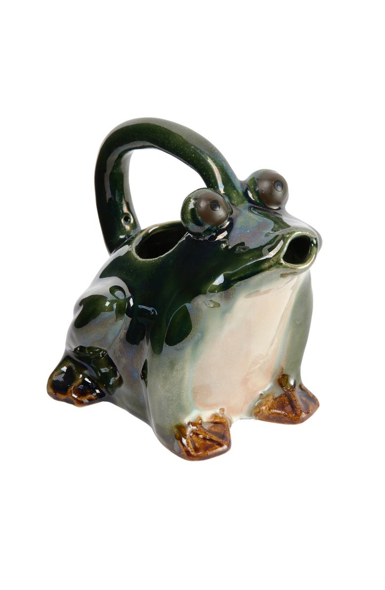 Storied Home Stoneware Frog Watering Pitcher, Main, color, Green