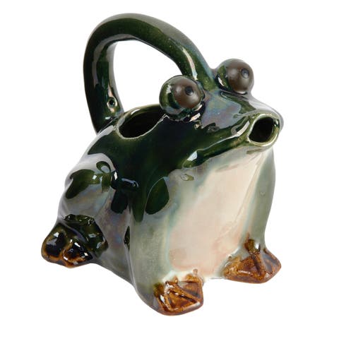 Stoneware Frog Watering Pitcher