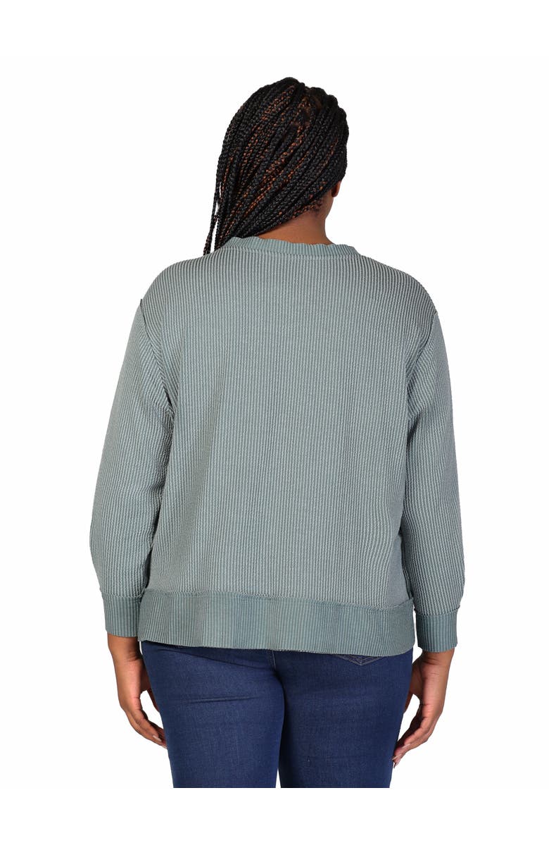 24seven Comfort Apparel Relaxed Fit Ribbed Knit V-Neck Sweatshirt Top, Alternate, color, Green