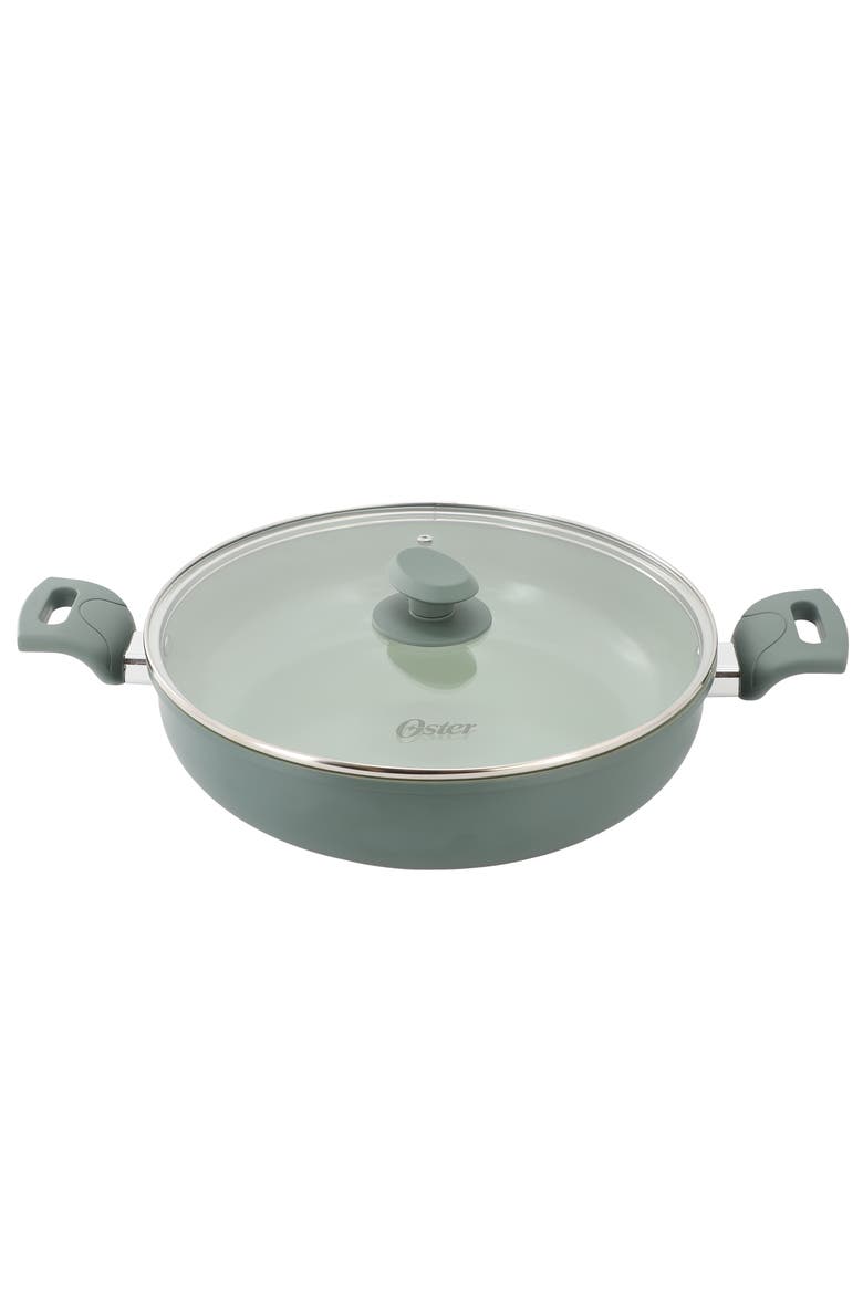 5 Quart Ceramic Nonstick Aluminum Everyday Pan in Green, Main, color, Green